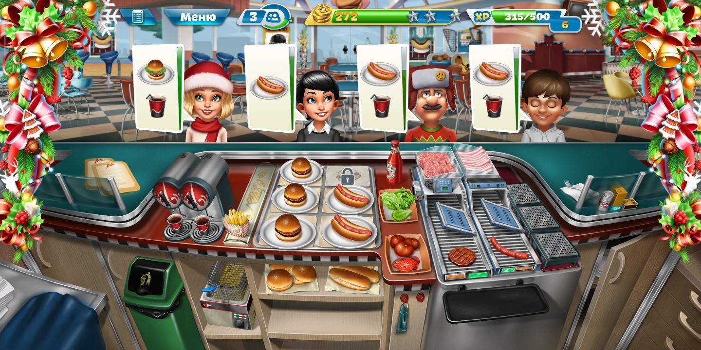 Игра Cooking Fever (Кухонная Лихорадка) на Андроид скриншот 1